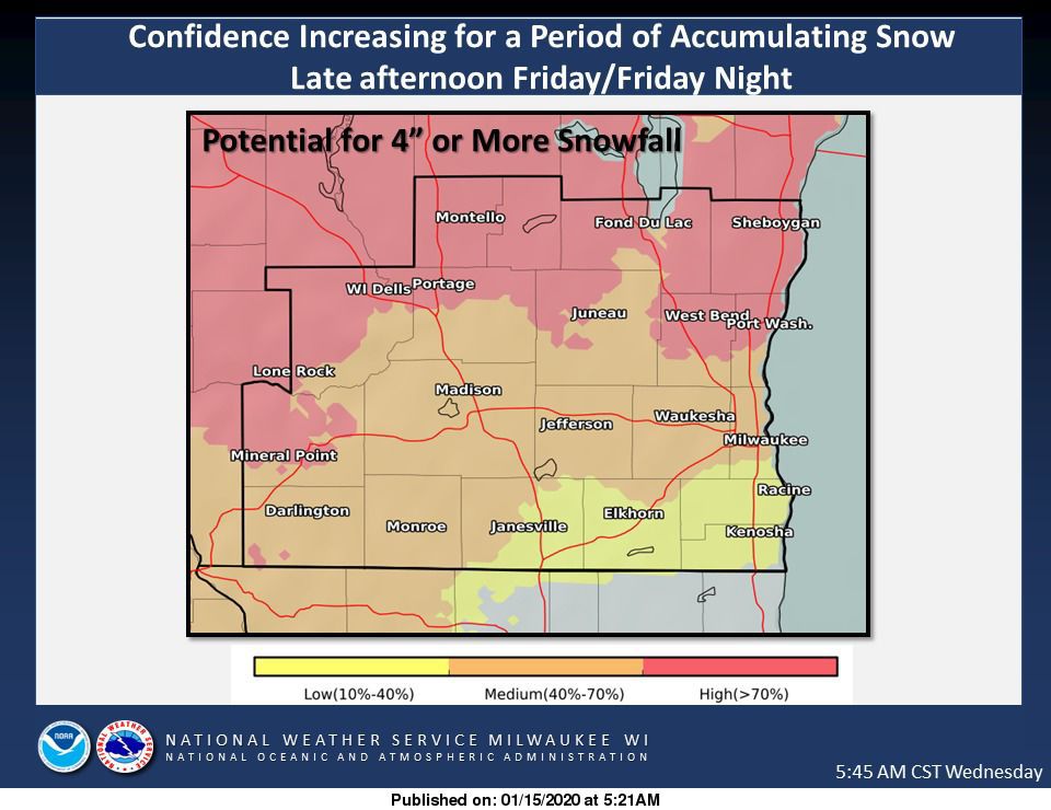 Potential for 4-plus inches snow for weekend by National Weather Service